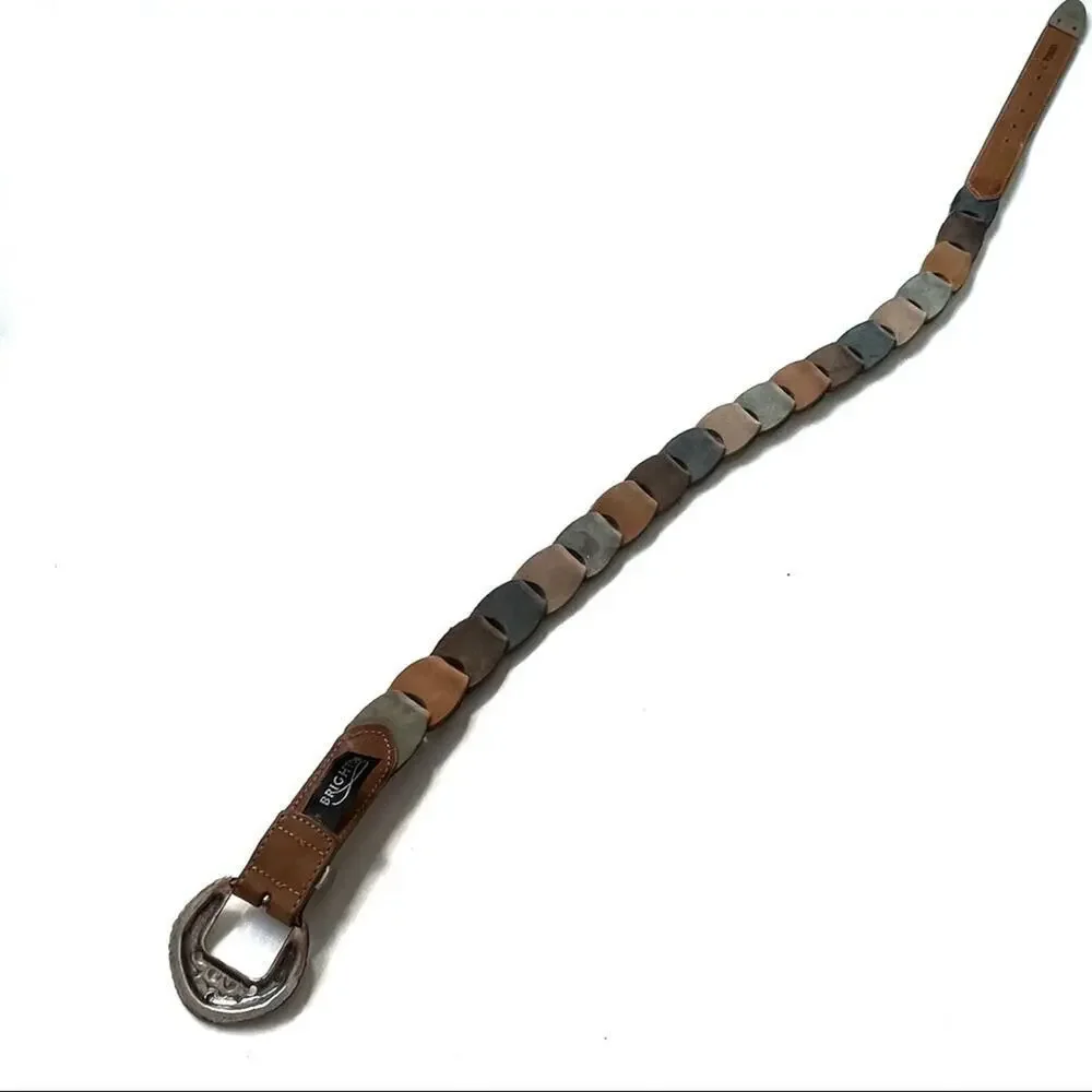 Brighton multicolored leather belt silver colored buckle and hardware